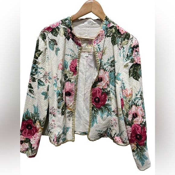 J. Jill Jackets & Blazers - J. Jill Limited Edition Womens L Romantic, Floral Eyelet Statement Open Jacket
